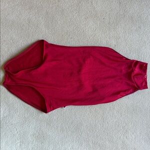 Yumiko leotard in Noe, size M, High-cut, body in N-Scarlet with N-Berry trim